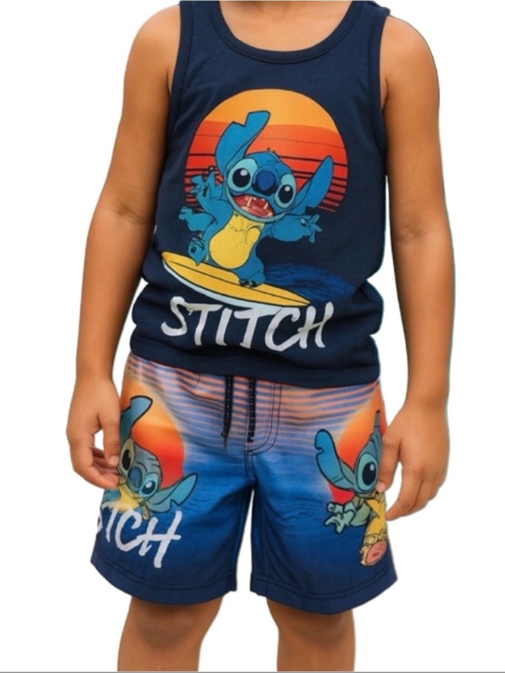 Disney Stitch Swim Trunks Boys Size 6/7 NWT Blue Beach Pool Summer